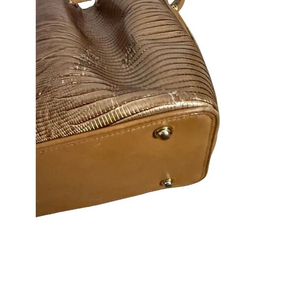 Brahmin Women's Embossed Leather Drawstring Trina Bucket Shoulder Bag Brown OS - Picture 7 of 11